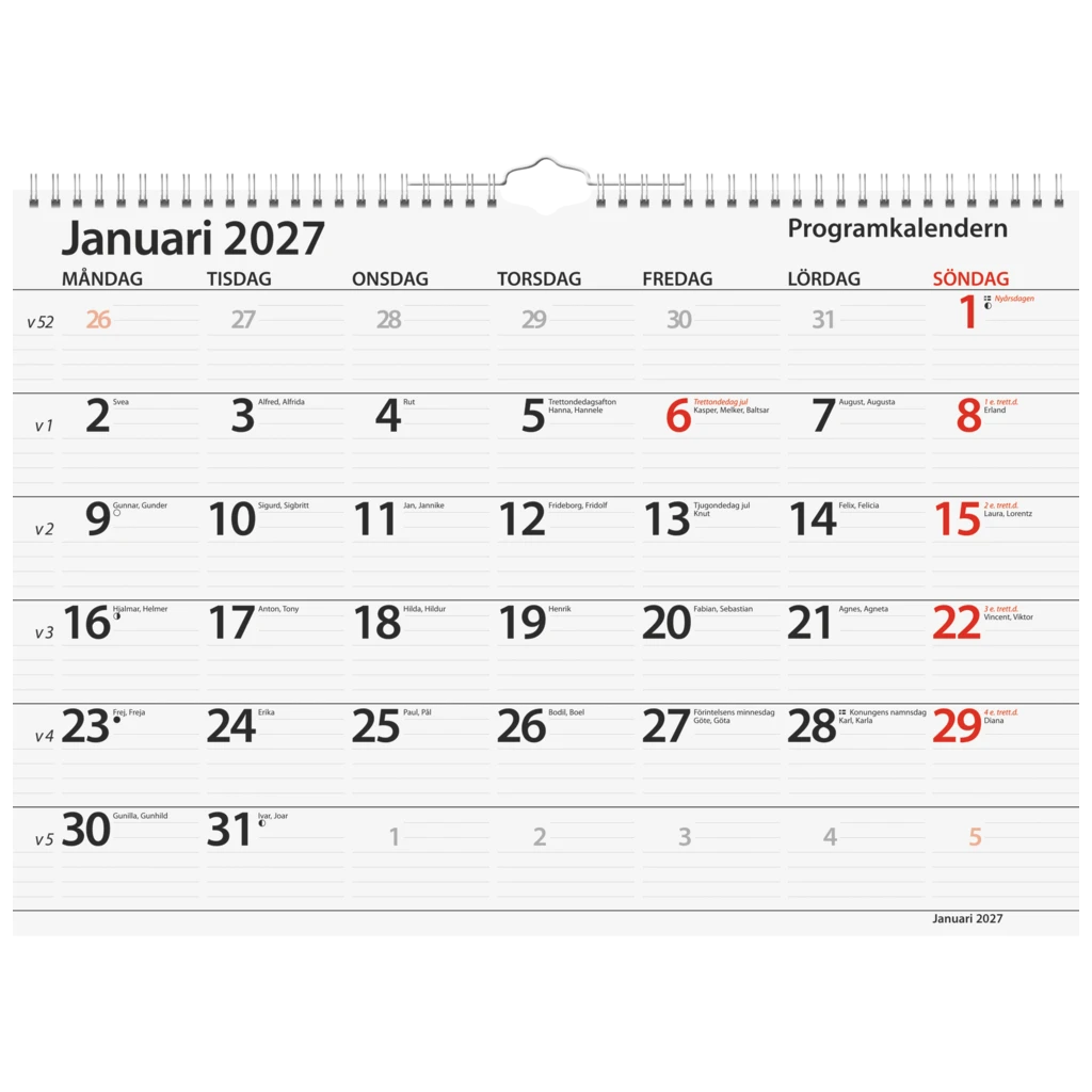 Programkalender 2027 | 42×29 cm