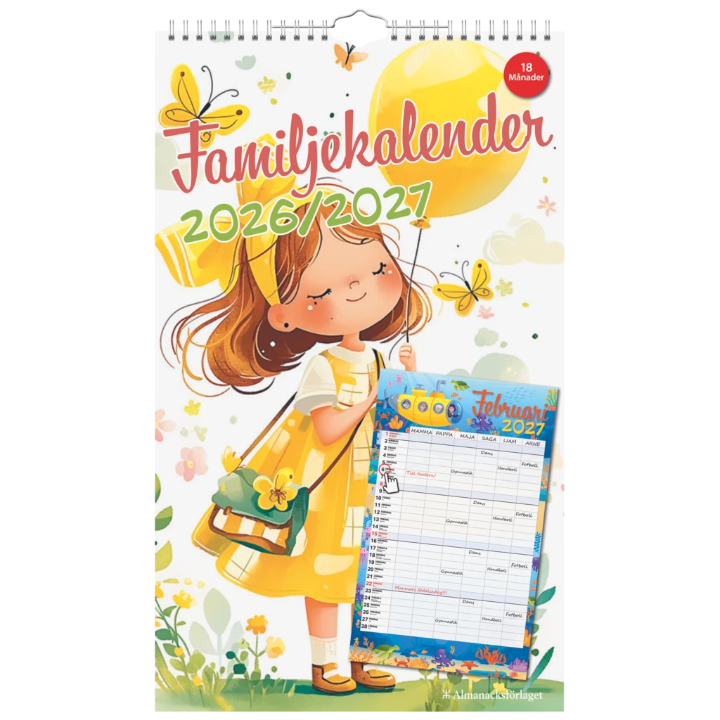 Familjekalender 6 kolumner 2027 | 25×41,5 cm