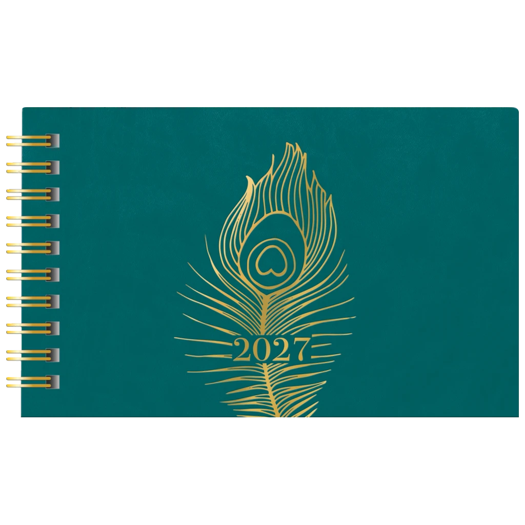 Fickkalender Lilla Plan 2027 “Peacock” | 15×9 cm, läderimitation