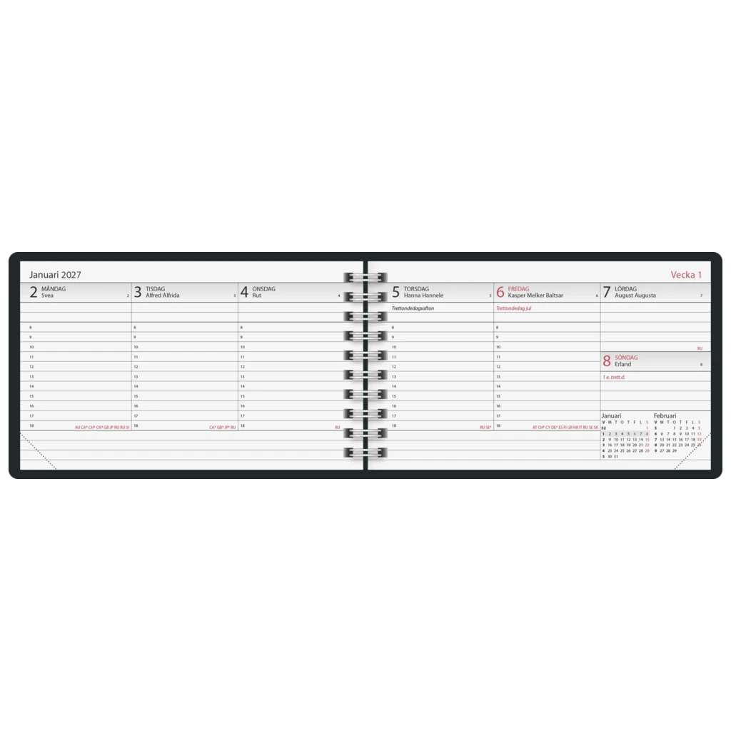 Fickkalender Lilla Plan 2027 | 15×9 cm, läderimitation, svart