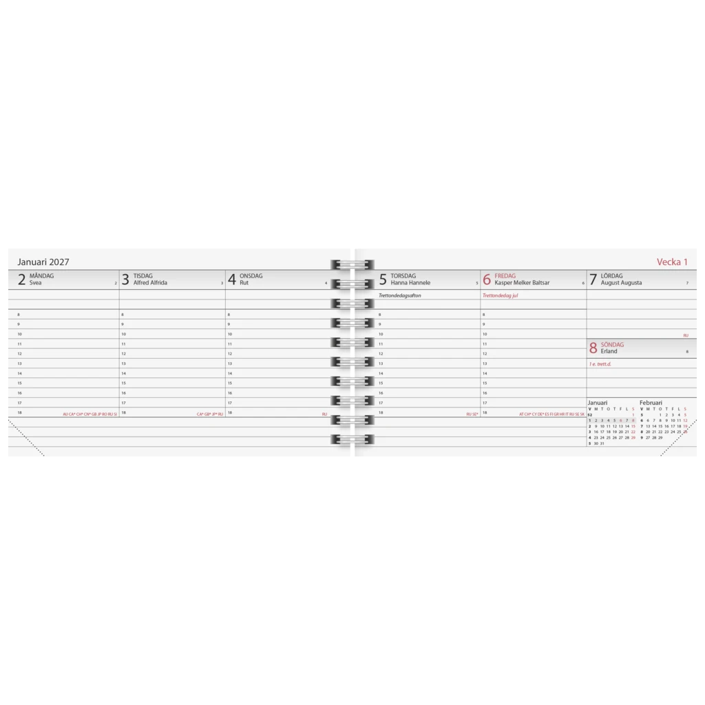 Fickkalender Lilla Plan Wire-O 2027 Refill | 15×9 cm, kartong