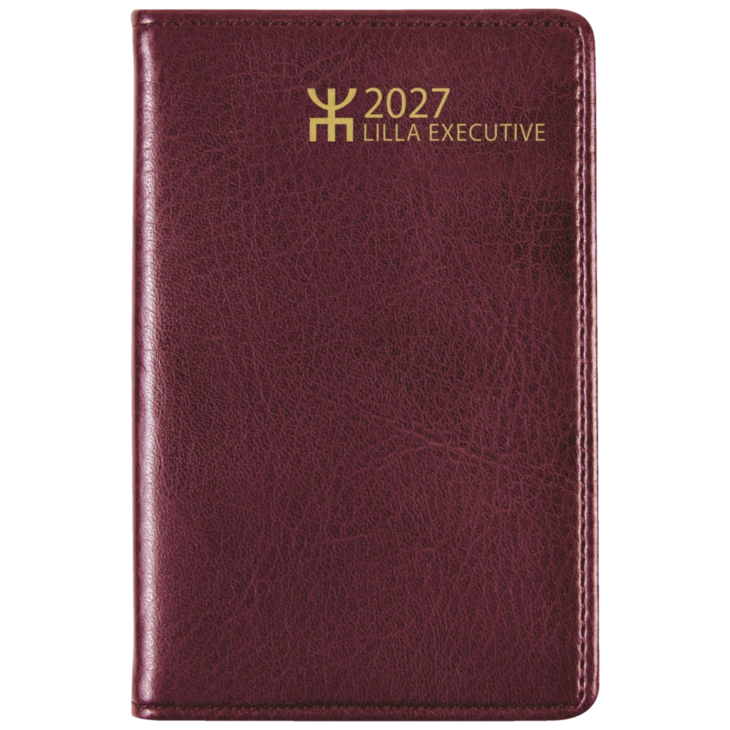 Fickkalender Lilla Executive 2027 | 7,2×10,2 cm, plast, bordeaux