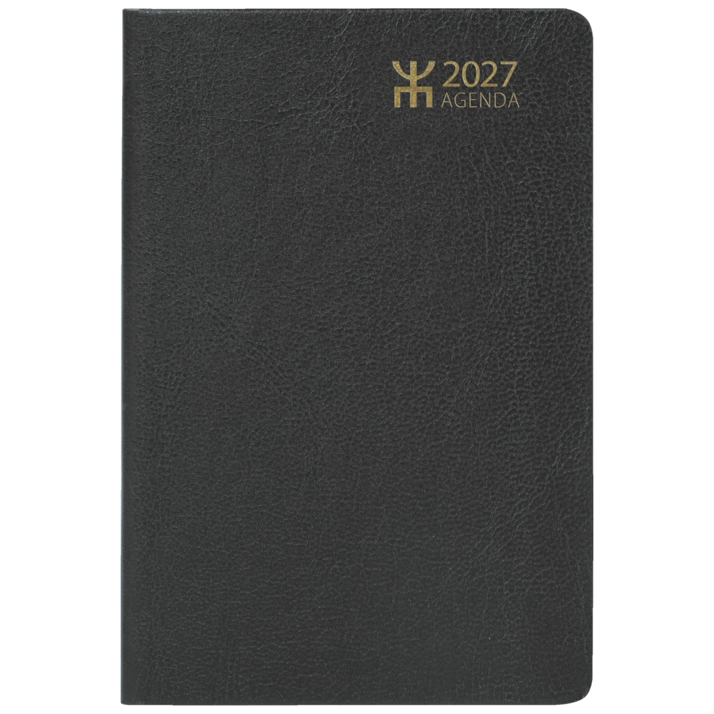 Fickkalender Agenda | 8,2×12,8 cm, läderimitation, svart