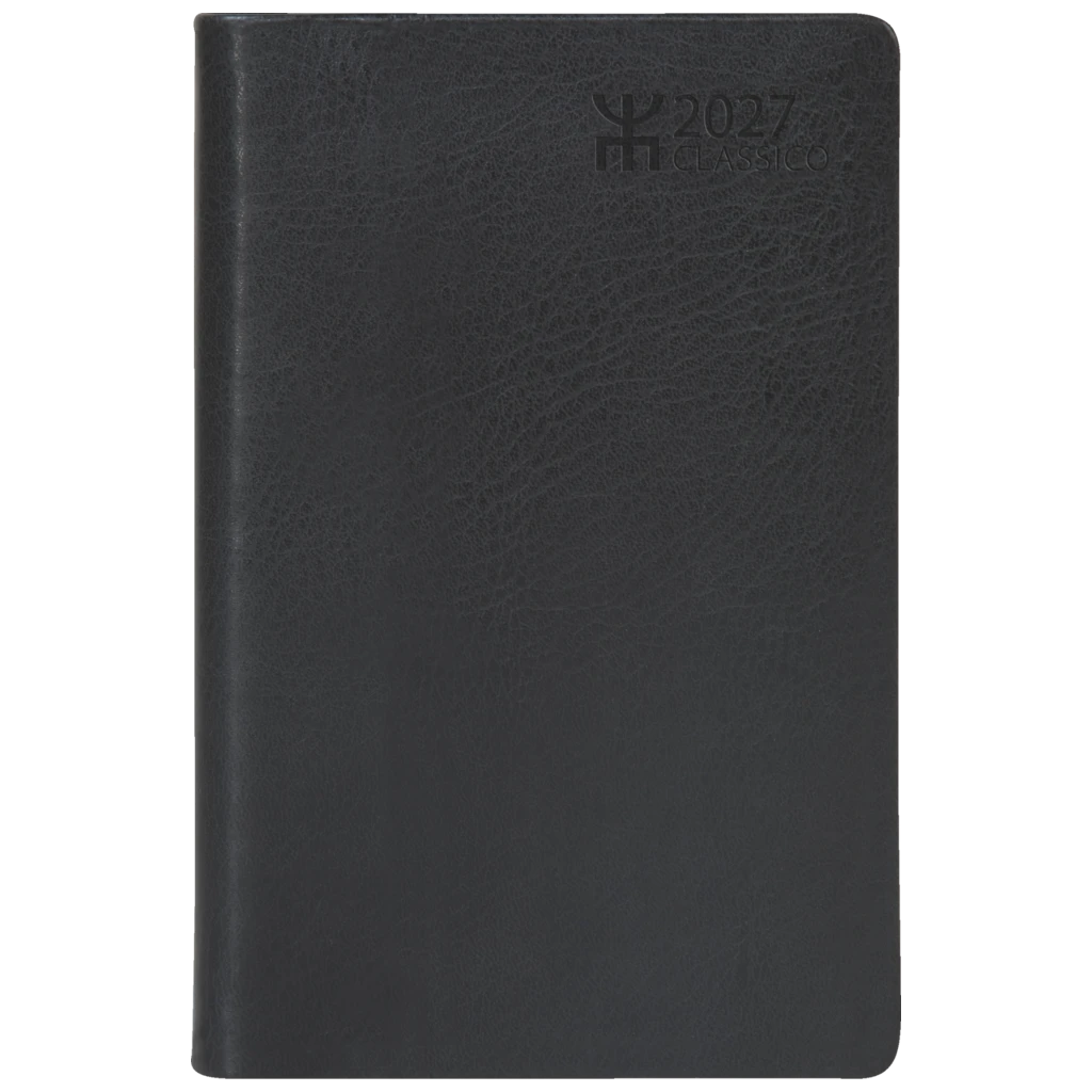 Fickkalender Classico 2027 | 8,2×12,8 cm, läderimitation, svart
