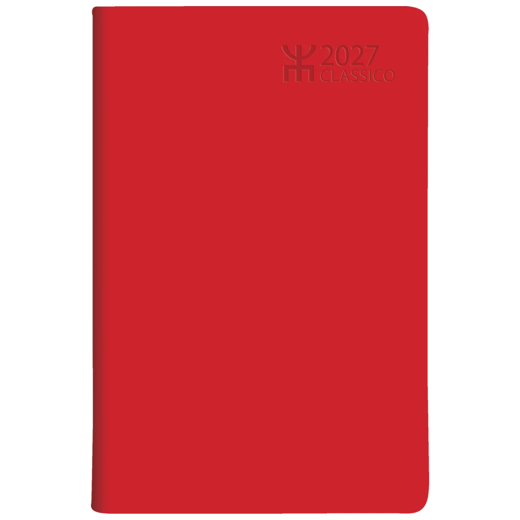 Fickkalender Classico 2027 | 8,2×12,8 cm, plast, röd