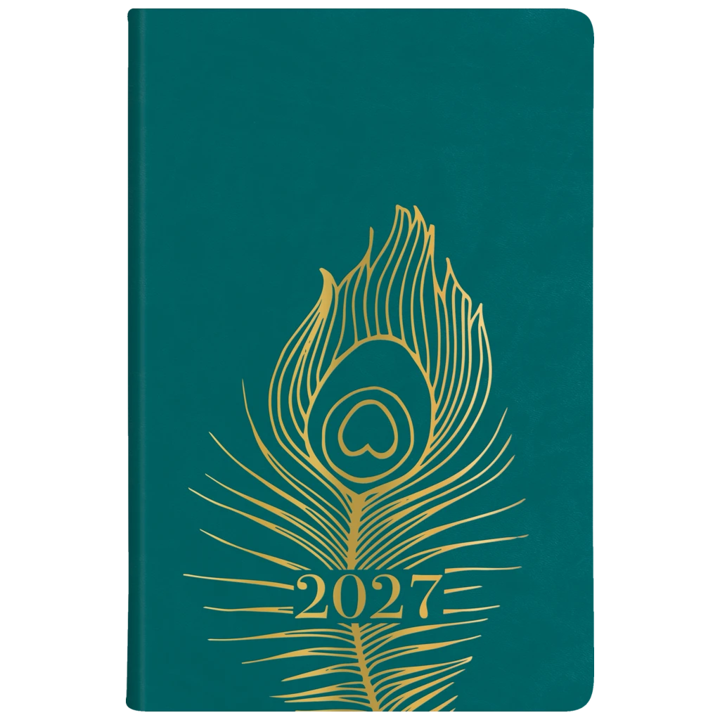 Fickkalender Classico 2027 “Peacock” | 8,2×12,8 cm, läderimitation