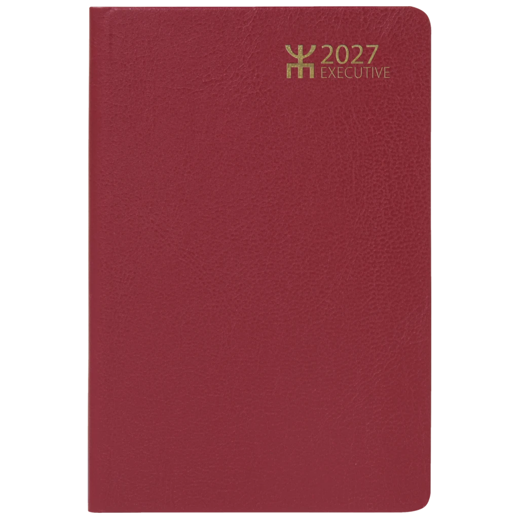 Fickkalender Executive 2027 | 8,2×12,8 cm, läderimitation, röd