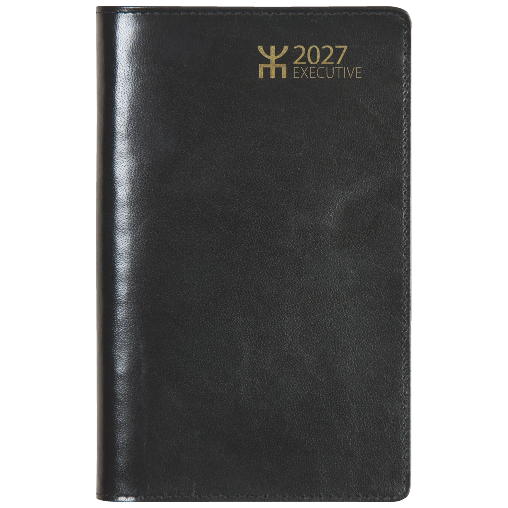 Fickkalender Executive 2027 | 8,2×12,8 cm, läder, svart