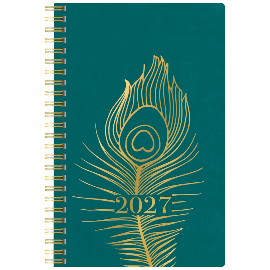 Fickkalender Executive 2027 “Peacock” | 8,2×12,8 cm, läderimitation