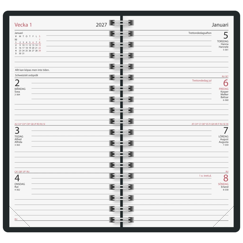 Fickkalender Classic 2027 “Heart” | A7, läderimitation