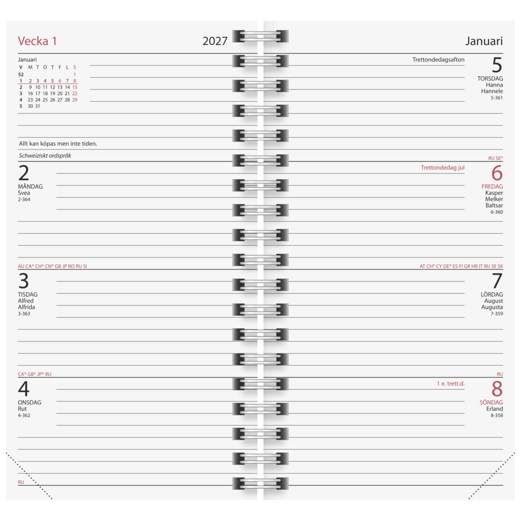 Fickkalender Classic 2027 Refill | A7, kartong