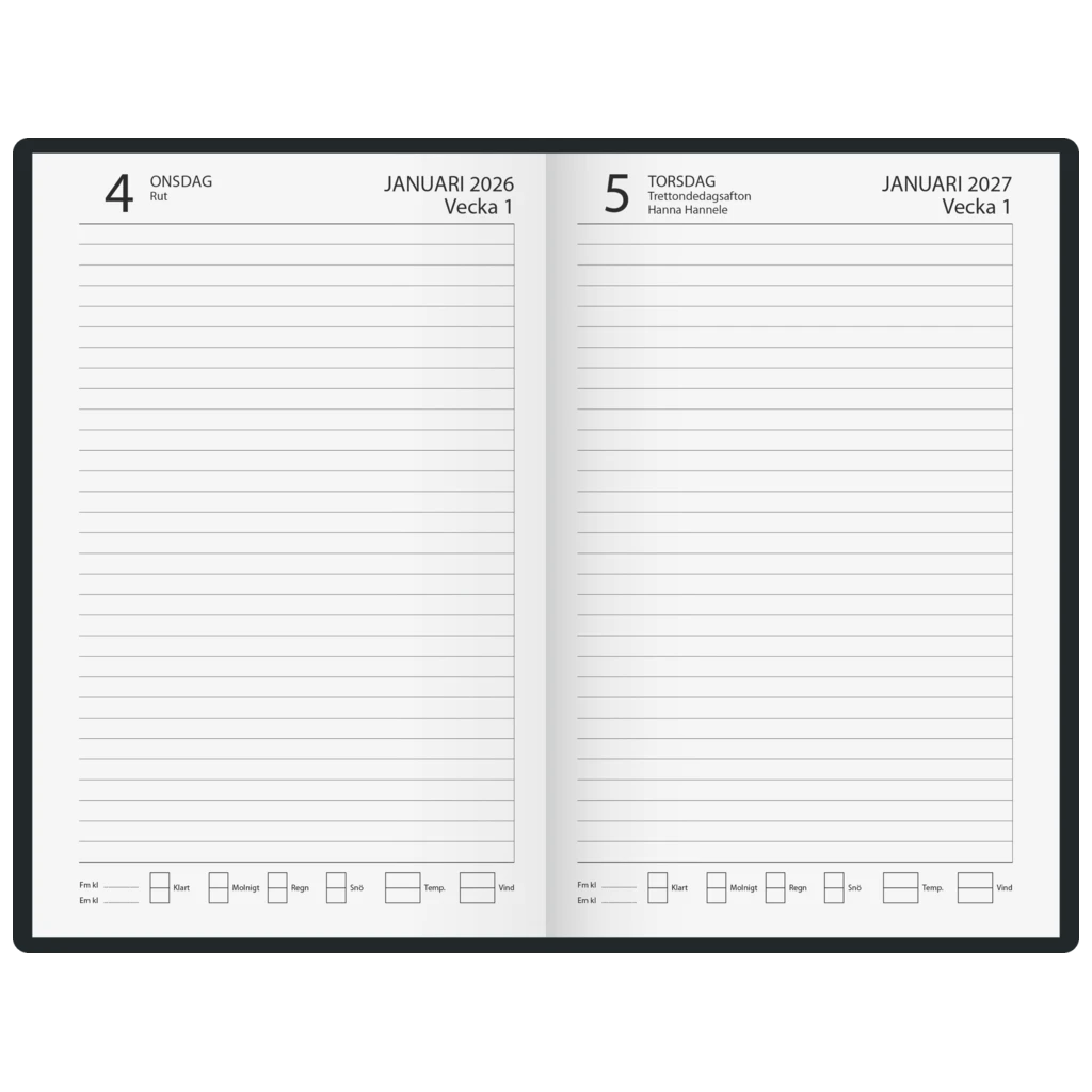 Fickkalender Årsdagbok | A5, läderimitation, brun