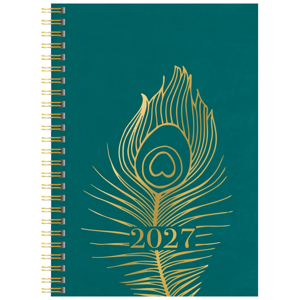 Fickkalender Dagbok “Peacock” Wire-O | A5, läderimitation