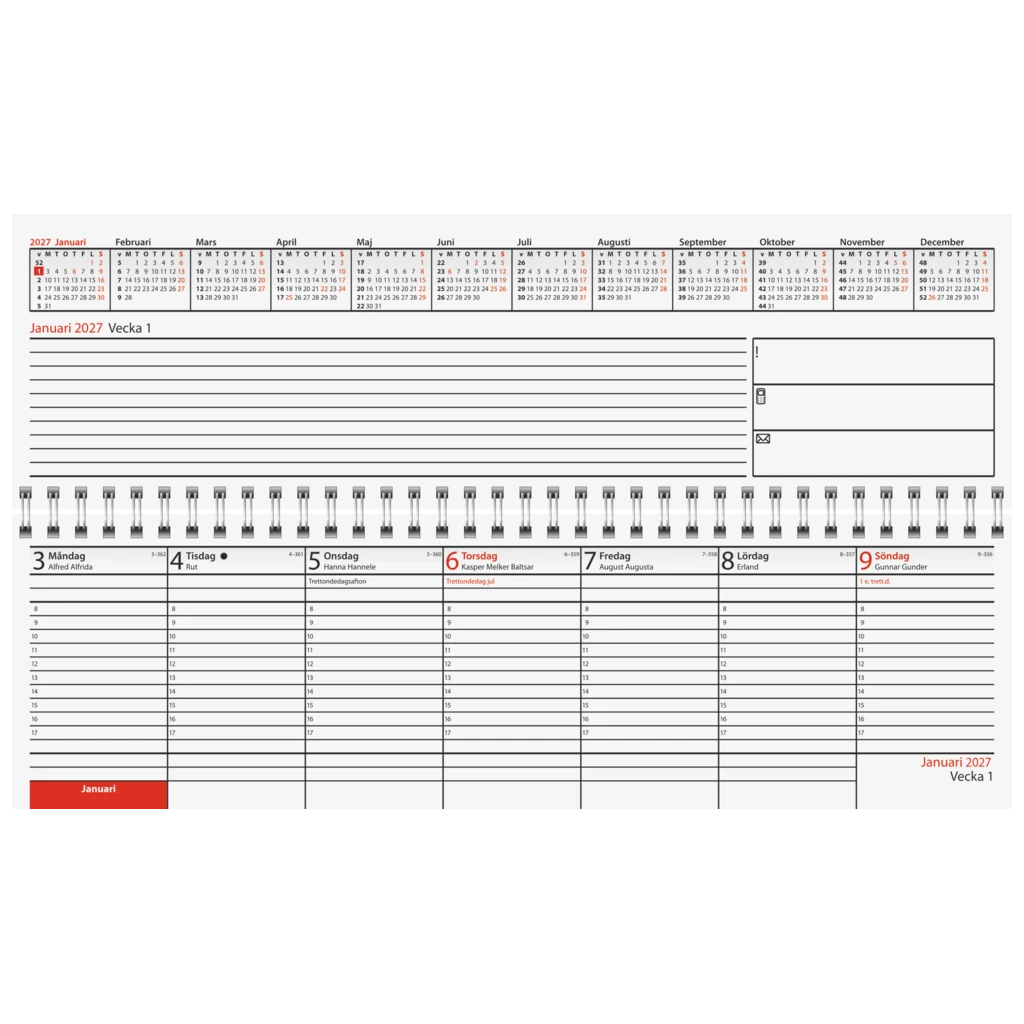 Bordskalender Veckoblock | 31×9 cm, orange