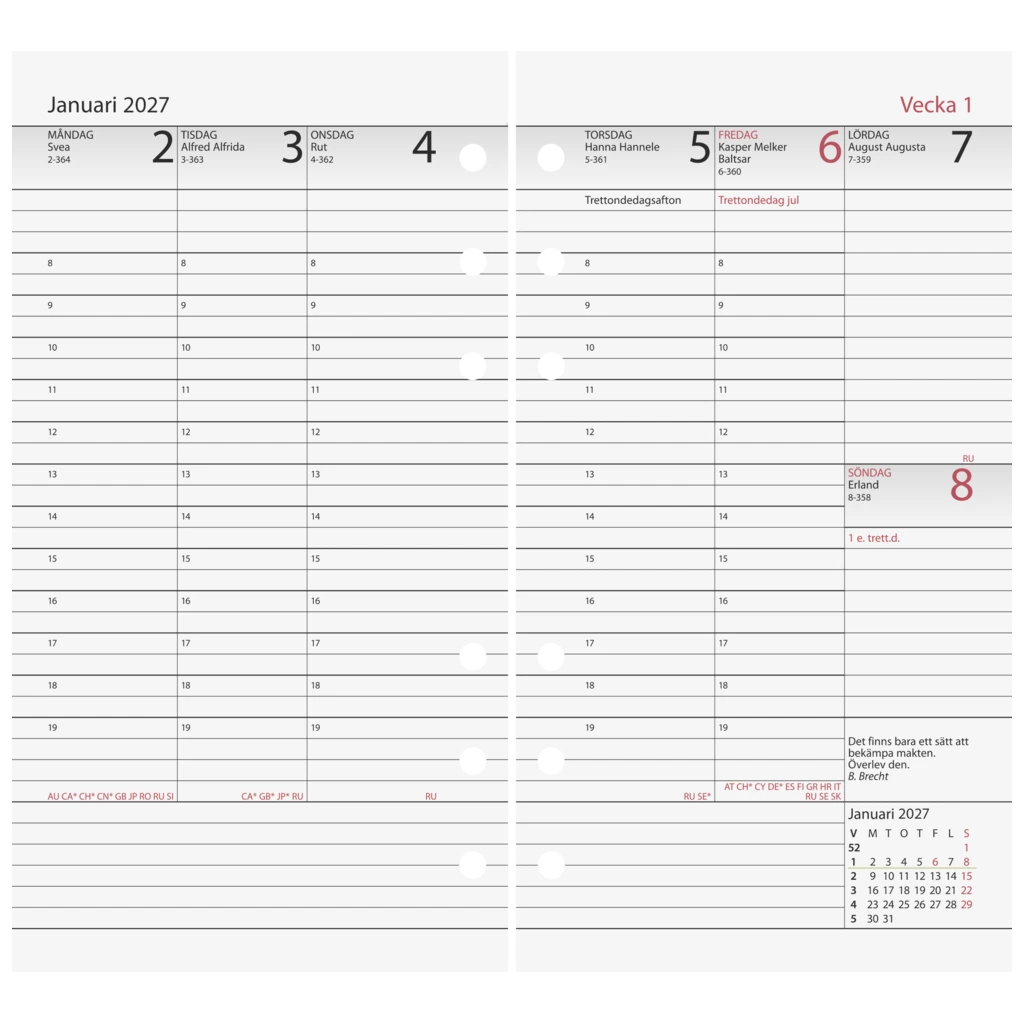 Refill Systemkalender Aplan Diary manager 2026/2027 | 92×168 mm