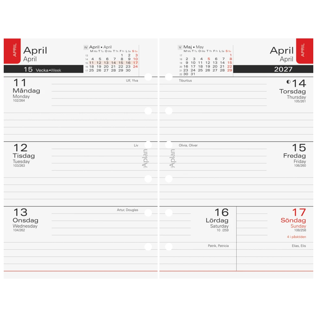 Refill Systemkalender Aplan Pocket classic 2026/2027 | 82×128 mm